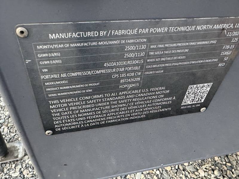 2020 Atlas Copco CPS 185 CFM air compressor (CN 1096)