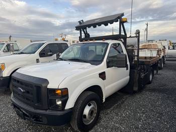 2008 Ford F350 SD, 10 ft Flatbed Truck W/ Big shot asphalt applicator, (CN 1056)